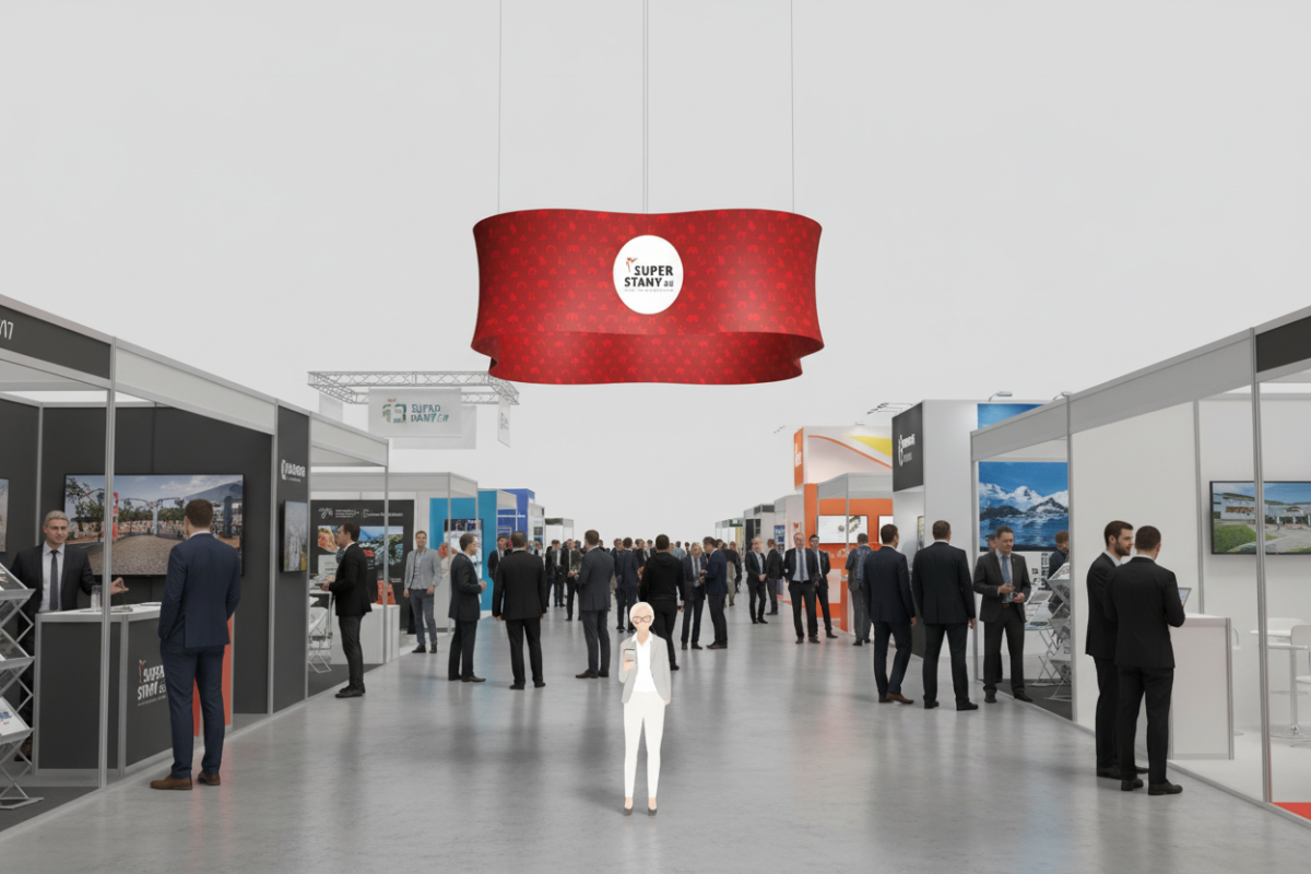 WAVE závesný textilný banner pre výstavy a expozície 1 ludia wave 2